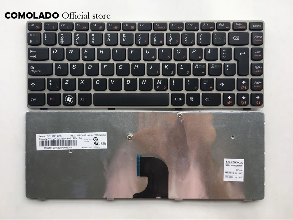 ND Nordic keyboard For Lenovo Z360 Z360A Z360G Z360P G360 G360A with silver frame keyboard ND Layout