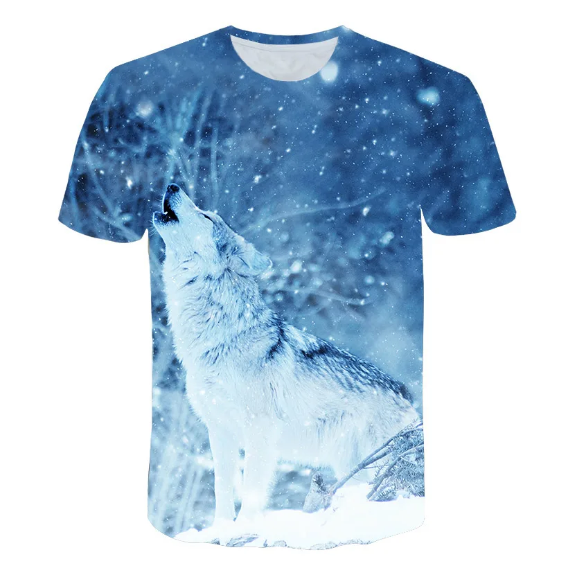 

2018 New 3 D Printing Mountain Wolf Snow T Shirt Men Women Leisure Tee Shirts Blouse Top Quality Drop Shipping Blue T-shirt Tops