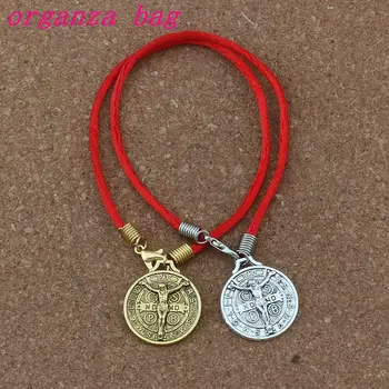 

20pcs/lots Saint Jesus Benedict Nursia Patron Medal Crucifix Cross Zinc alloy Charms Pendants Bracelet 2 colors available B-84