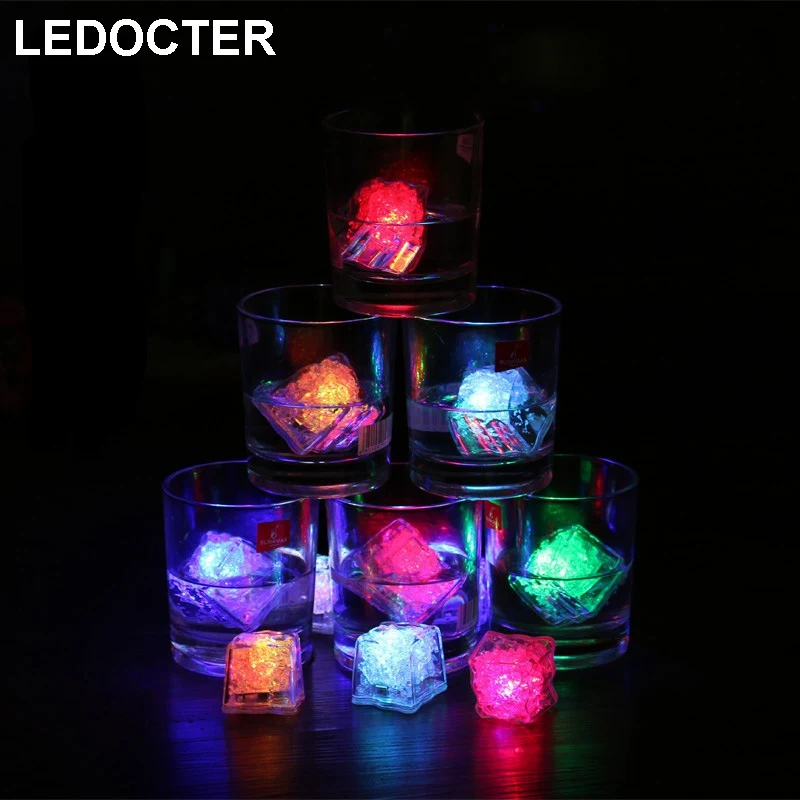 

Mini ice cubes LED Party Lights Colorful Changing Glowing Blinking Flashing Wine glass Lamp Novelty Decor Light Bar Club Wedding
