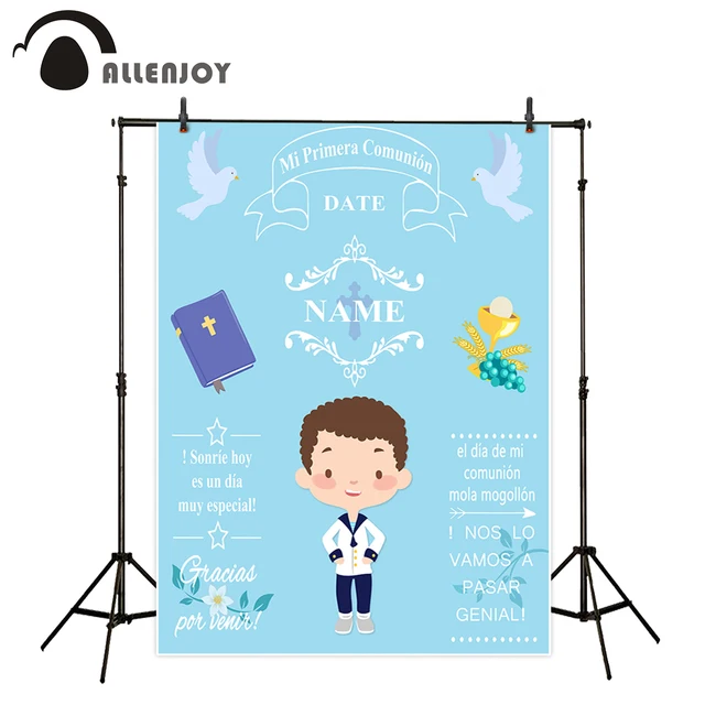 Allenjoy backgrounds for photography studio blue little boy My first holy communion customize backdrop original design photocall