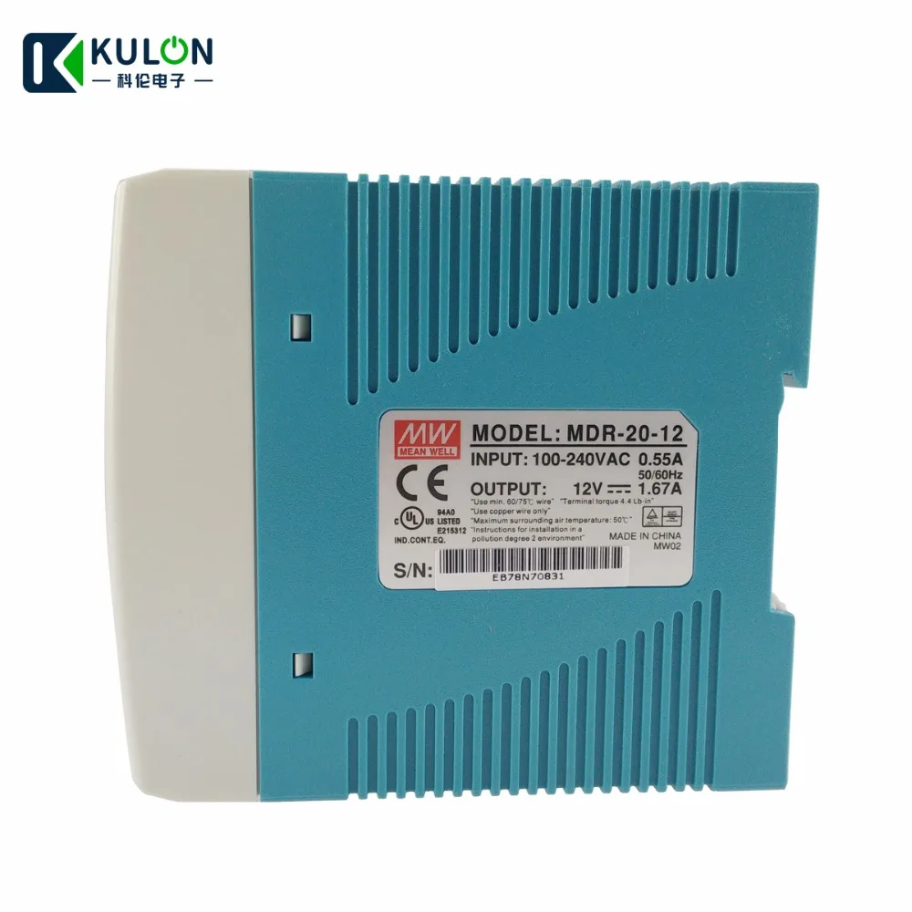 Оригинальный Meanwell MDR 20 12 Вт 1.67A В переменного тока в постоянный ток на din рейке
