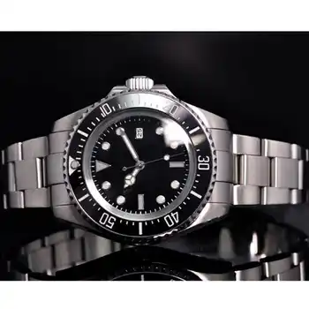 Solid 44mm Black Sterile Dial Stainless Steel Case Luminous Marks Ceramic Bezel Luxury Brand Automatic Movement Men's Watch P65