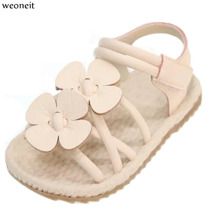 Weoneit/ г. летняя детская обувь для малышей Сандалии для младенцев и девочек нескользящая Мягкая розовая бежевая детская обувь для девочек с цветами