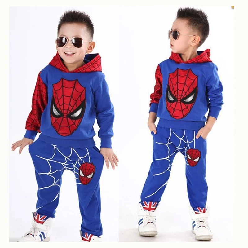 2017 Autumn Spiderman Hoodie Sweater two piece Boy hoodies