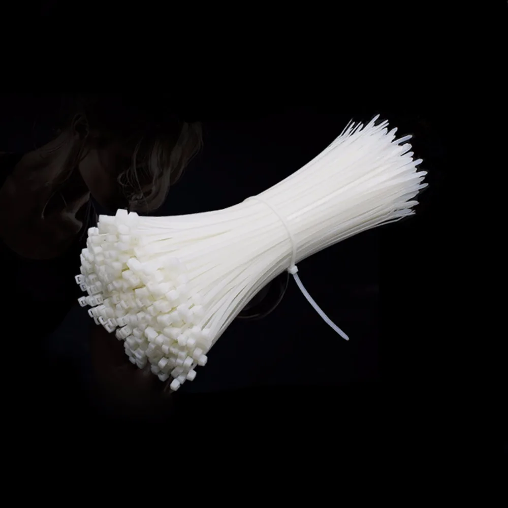 Useful 200pcs 4*250mm nylon cable ties white self locking wire straps