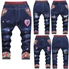 Новинка года, весенне-осенние детские штаны детские джинсы для мальчиков и девочек детские штаны с мультипликационным принтом