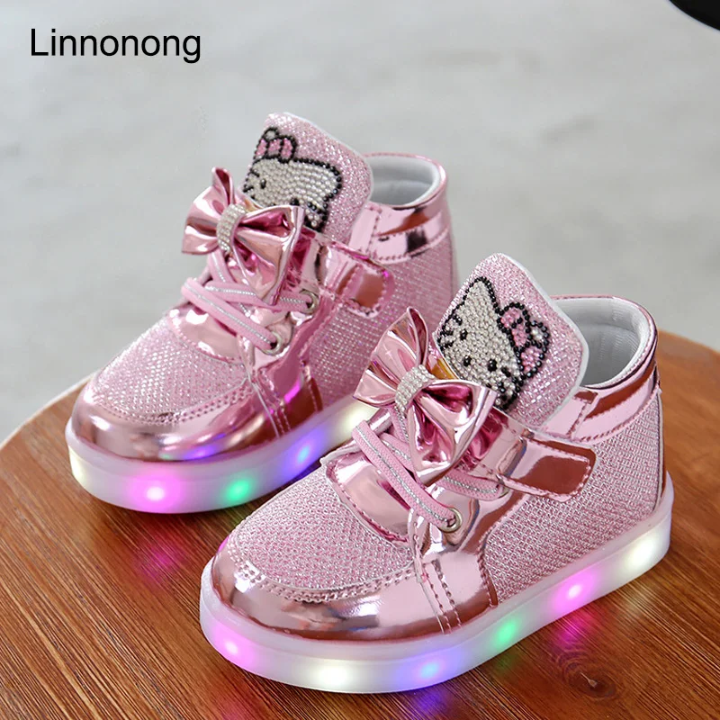 2019 Autumn Children's Sneakers Kids Shoes For Girls Toddler Boy Casual With LED Light Up Luminous tenis infantil | Детская одежда