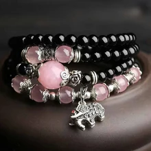 Женский браслет с натуральными черными кристаллами|crystal bracelet|black
