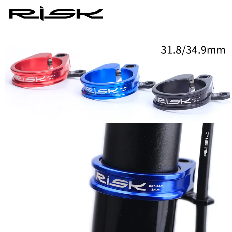 RISK 31.8/34.9mm MTB Bike Seat Post Clamp With Cable Organizer Ultralight Lock Bicycle Seatposts Clamps Road Bike Seatpost Clip