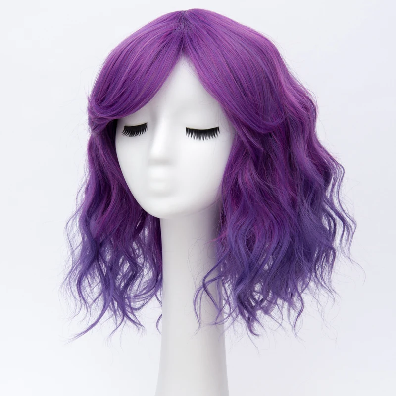 Goede Similler Pixie Cut Synthetische Pruiken Met Pony Voor Vrouwen Pruik Kort Krullend Haar Hittebestendige Roze Paars Ombre Twee Tonen