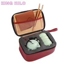 XING KILO Travel tea set portable bag home kung fu ceramic teapot fast customer a pot two or two cups gift custom logo XING KILO Travel tea set portable bag home kung fu ceramic teapot fast customer a pot two or two cups gift custom logo