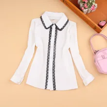 Осень-весна кофточки для девочек подросткового возраста блузки блузки к школе рубашки белые детские шифоновые блузки с длинным рукавом для маленьких девочек JW1352