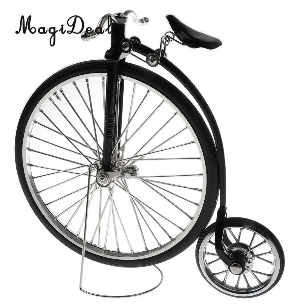 1:10 Scale Vintage Miniature Diecast Racing Bicycle Bike with with Real Brake Model Replica Kids Toy Black