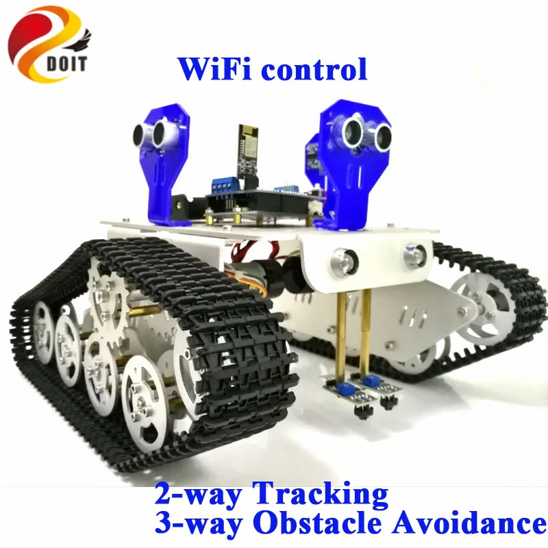 3-сторонний ультразвуковой робот-бак Cralwer с Wi-Fi управлением и 2-полосным