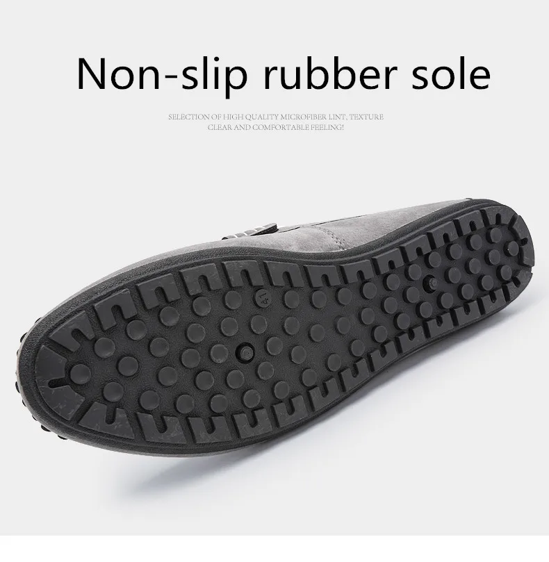 Men Leather Shoes Suede Loafers Shoes Breathable Soft Round Head Flat Slip-On Outdoor Moccasins Peas Casual Shoes Driving Shoes (6)