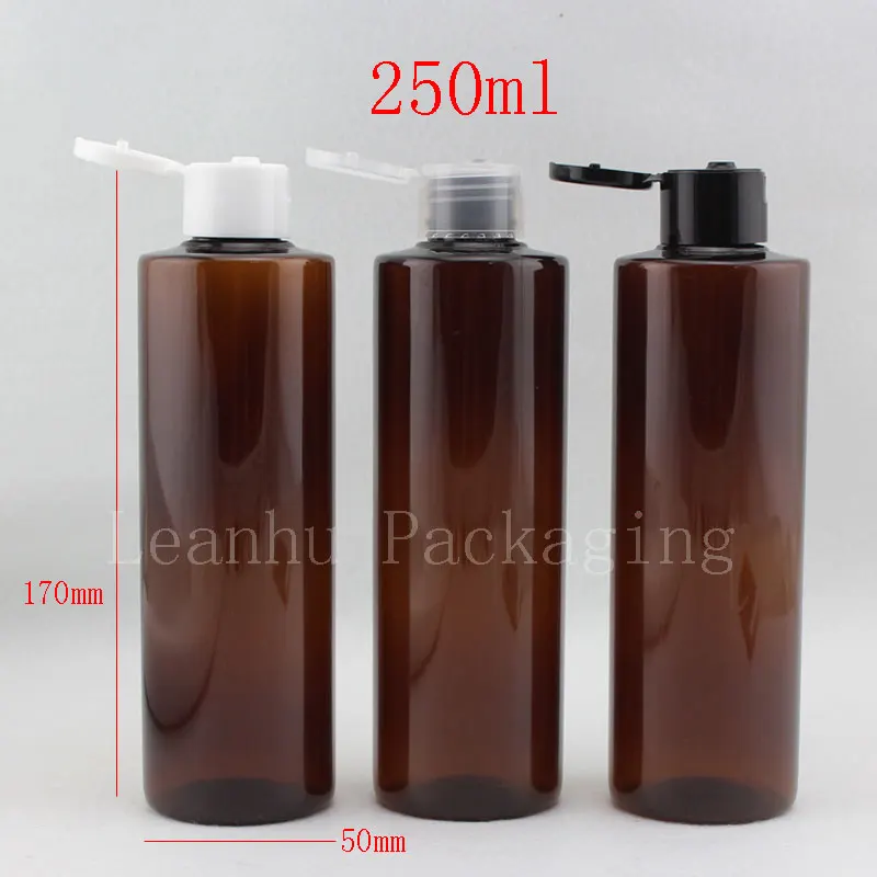 Download 250ml Empty Shampoo Cosmetic Bottles Red White Brown PET Container Flip Top Cap Liquid Soap ...