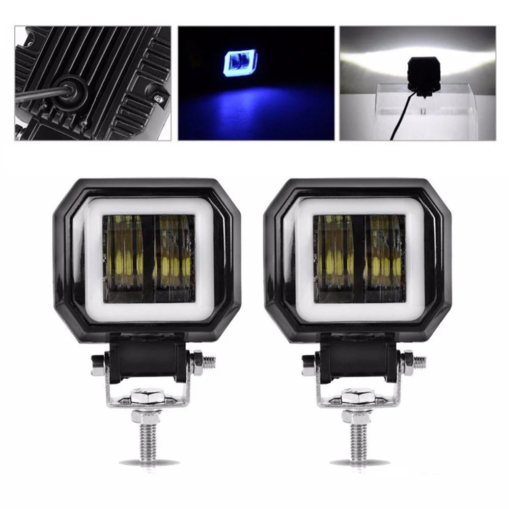 

2PCS/1pc 3Inch 12V 24V 6500K 40W Waterproof Square LED Portable Spotlights Angel Eyes Light Bar Offroad Car Boat led Work Light