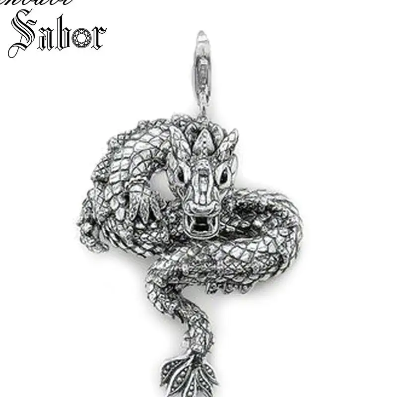 

Pendant Dragon Asian Black 925 Sterling Silver For Women Men PunkGift Jewelry Pendant Fit Key Chain Necklace thomas
