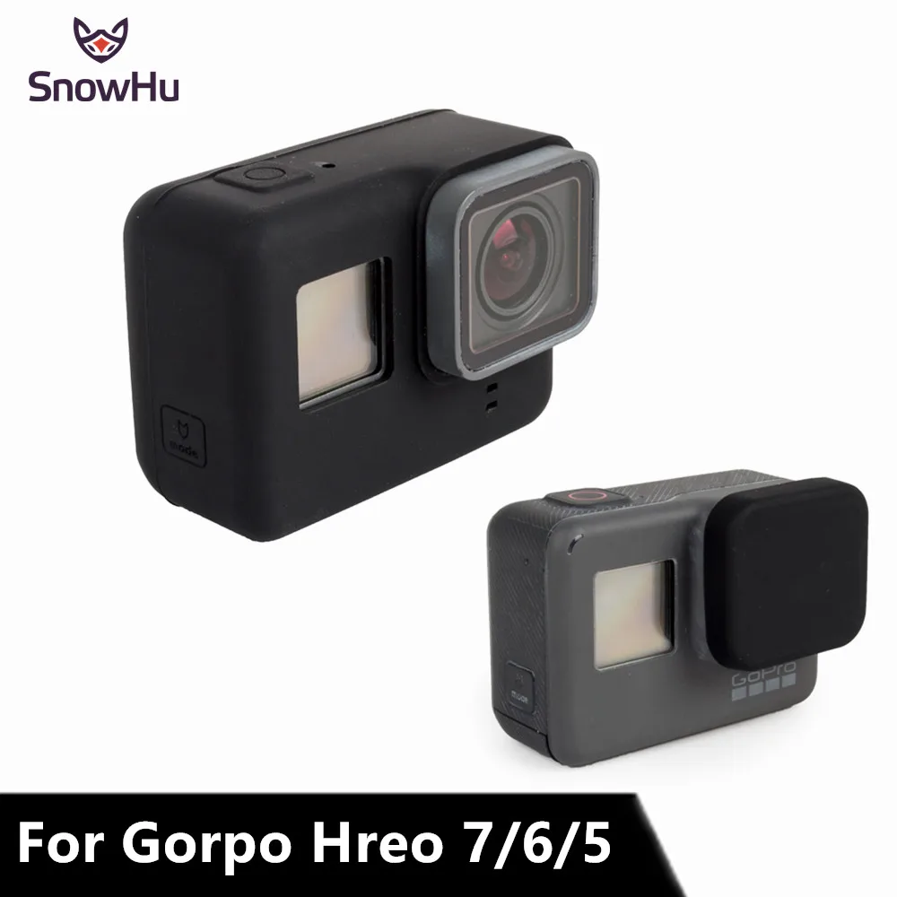 SnowHu для Go pro аксессуары мягкий силиконовый чехол Защитная крышка объектива для Gopro Hero 8 7 6 5 Экшн-камера стандартная рамка GP502