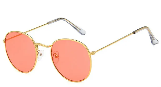 Gold clear red Круглые очки, оправа для женщин и мужчин, ретро очки для близорукости, оптические оправы, металлические прозрачные линзы, черные, серебряные, золотые очки Oculos De Grau - Цвет оправы: Gold clear red