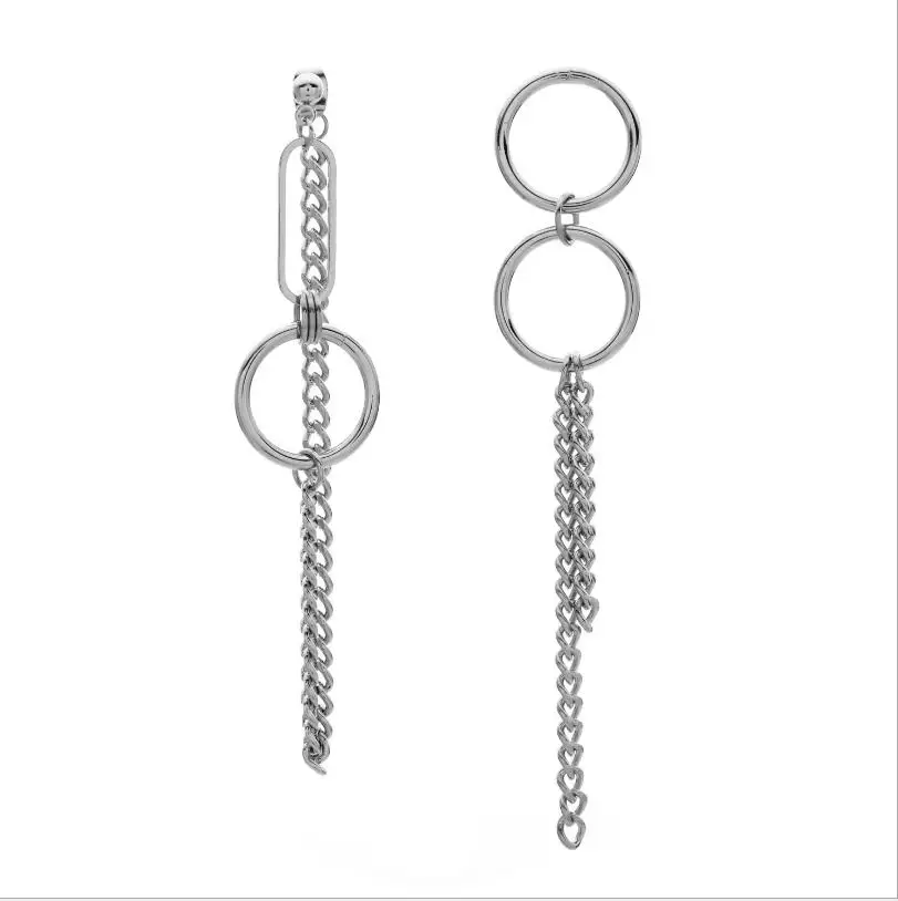 

1pair Simple pin tassel chain earrings street personality earrings earrings