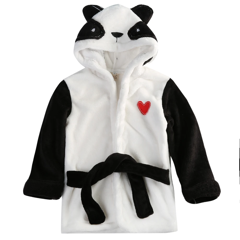 Boy Girl Animal Panda Bathrobe Baby Hooded Bath Towel Infant Bathing