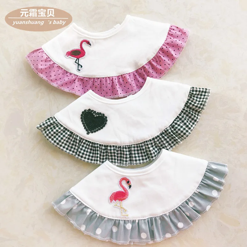 

Spring Summer Cotton Infant Bibs Round Breathable Baby Lace Embroidery Saliva Towel Fake Collar Burps