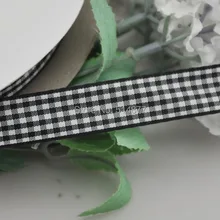 Upick 5 8 15mm Black Color One Roll Tartan Plaid Ribbon Bows Appliques Sewing Crafts 50Y