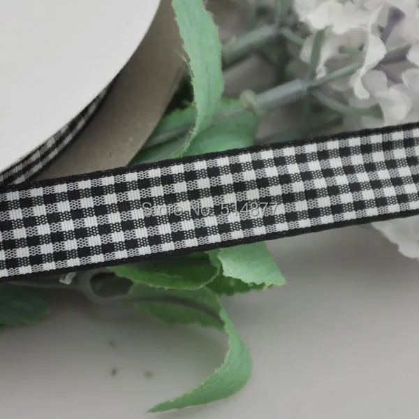 Upick 5 8 15mm Black Color One Roll font b Tartan b font Plaid Ribbon Bows
