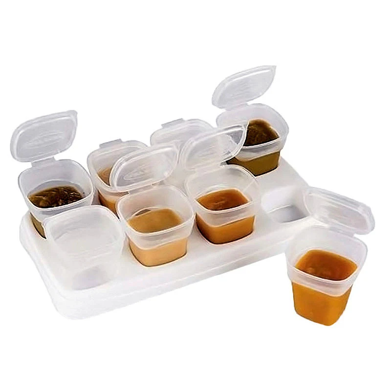JX-LCLYL 8pcs Kids Weaning Food Feeding Box Freezing Cubes Tray Mini Storage Containers