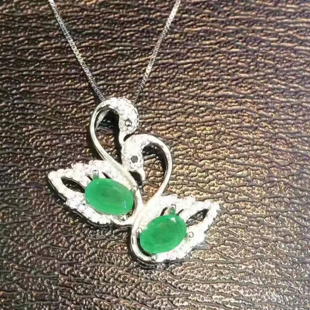 Naturel vert émeraude pendentif naturel pierre gemme pendentif 925 en argent sterling mode élégant
