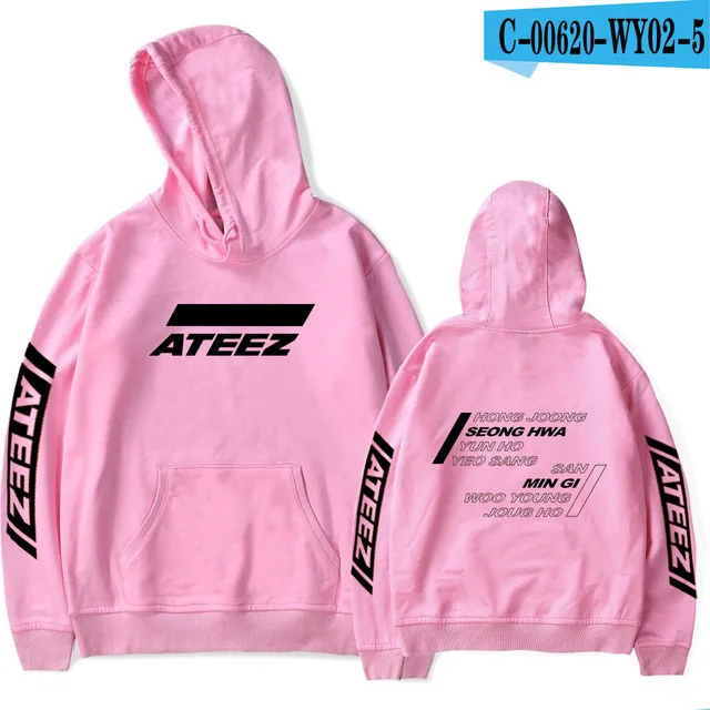 ATEEZ Kpop толстовка с капюшоном Мужская/Женская модная Корейская Женская Толстовка спортивный костюм осень-зима куртка в уличном стиле пальто K-pop одежда - Цвет: pink