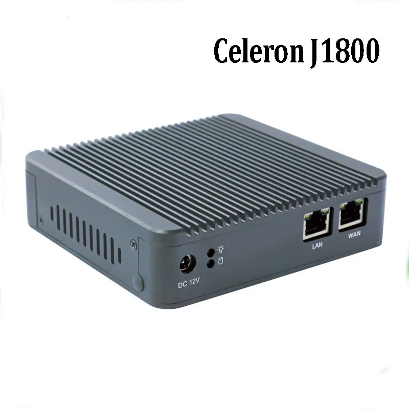 Горячие J1800 Dual Core Nano ITX безвентиляторный мини оборудования vpn маршрутизатор брандмауэра apllliance 2 * intel GbE LAN встроенного pfsense max 8 ГБ/256 ГБ