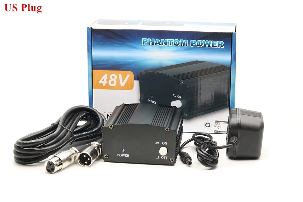 GEVO 48v phantom power supply with adapter EU 3M audio XLR cable for condenser microphone studio music voice recording equipment 15