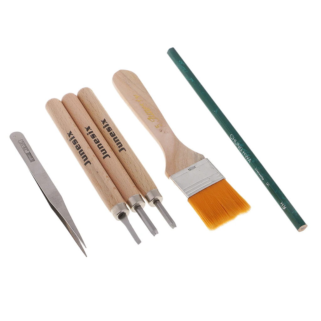 1 Set DIY Handmade Rubber Stamp Carving Block with Chisels Blades Cutting Mat Ink Pad Kit Carving Tool for Scrapbook Craft