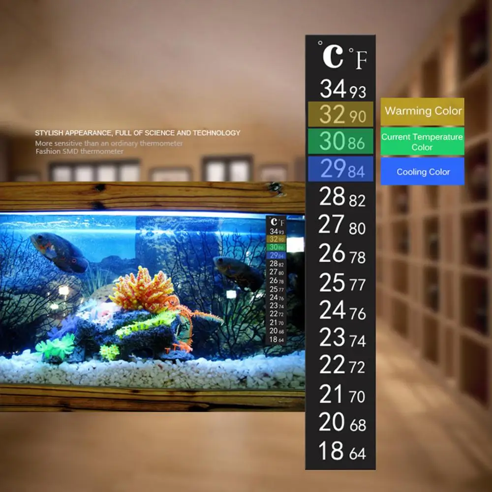 Двойной масштаб аквариума температура аквариума термометр стикер липкий