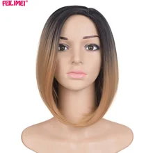 Feilimei Омбре блонд парик синтетические волосы короткие парики для черных женщин Боб прямые волосы