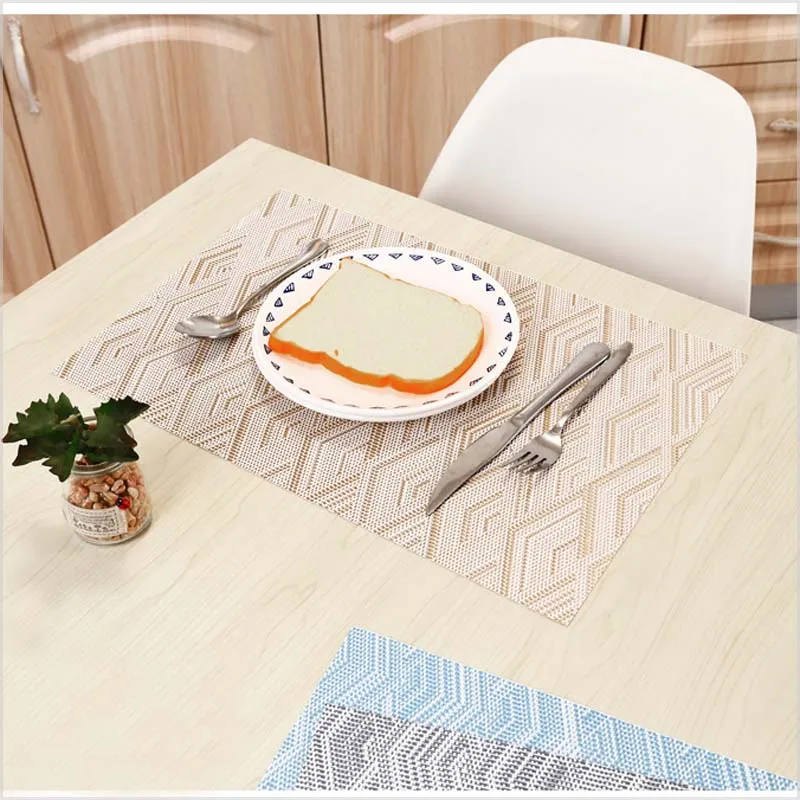 Meltset 4pcs/lot PVC Placemats Rectangle Table Mats For Dinning Table European Style Cup Pot Pads Kitchen Dining Decoration