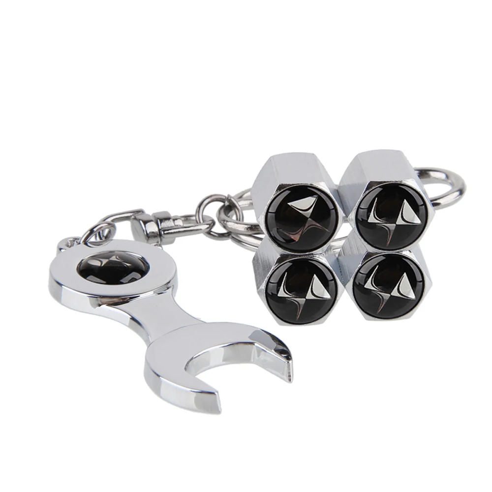 

For Citroen DS Logo DS3 Jumper Berlingo Nemo DS5 DS6 DS9 DS7 DS4 Elysee Xsara C4 Wheel Tire Valve Caps With Keychain Car Styling