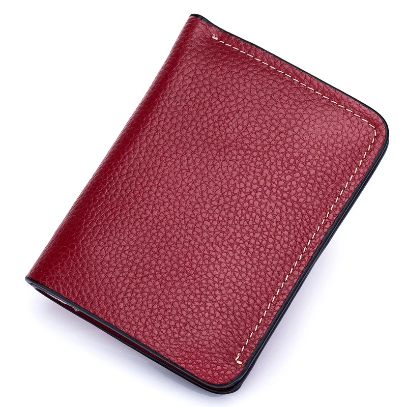 

Soft Genuine Cow Leather Women's Short Small Wallet Compact and Practical Convenient Photo Pocket Multi ID Card Holder Bank Card