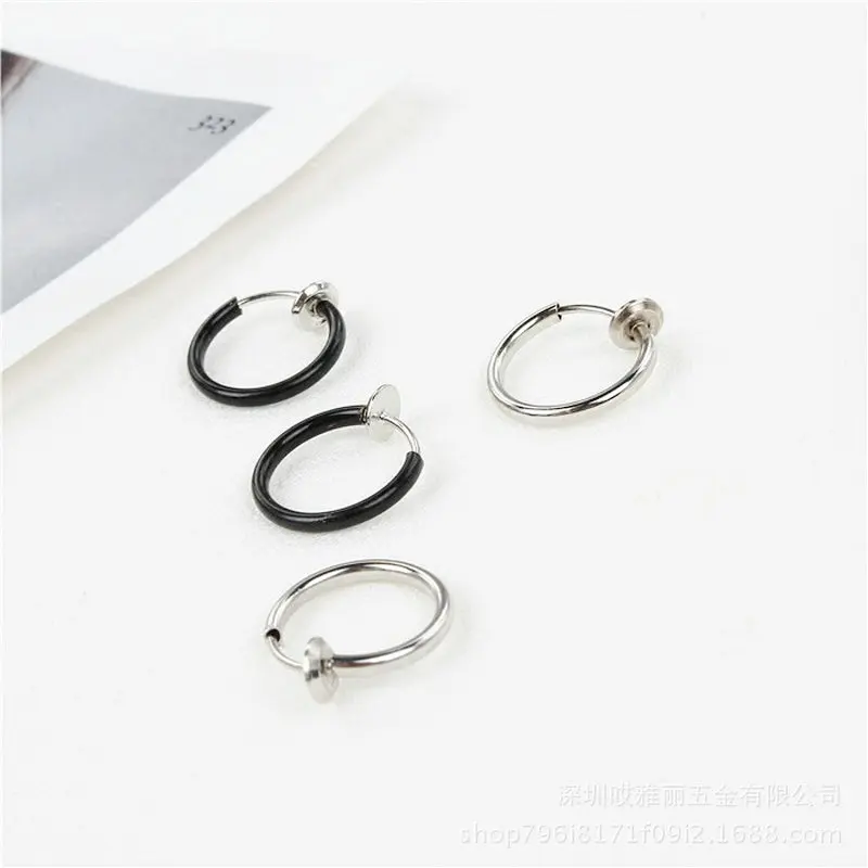 

Stainless Steel Round Clip Earrings for Men/Women Punk Style Jewelry not Allergies Brincos Pendientes no need ear hole