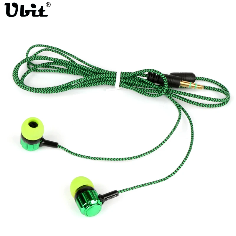  Ubit Hot In-ear Earphone Standard Noise Isolating 1.1M Reflective Fiber Cloth Line 3.5mm Stereo Colorful Earphones 