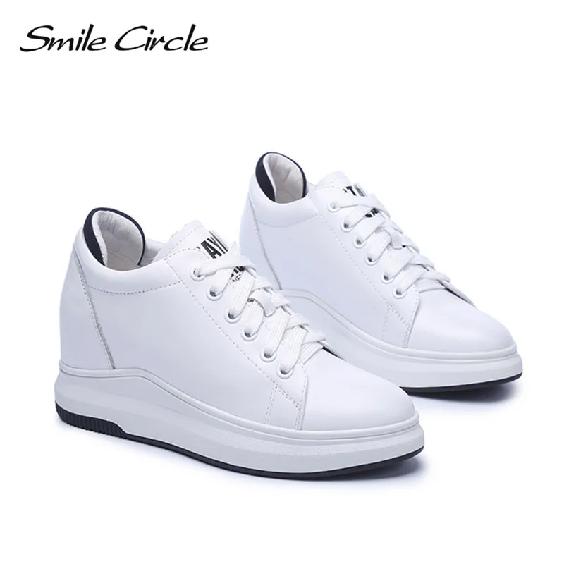 Smile Circle/кроссовки на танкетке Женская повседневная обувь из натуральной кожи