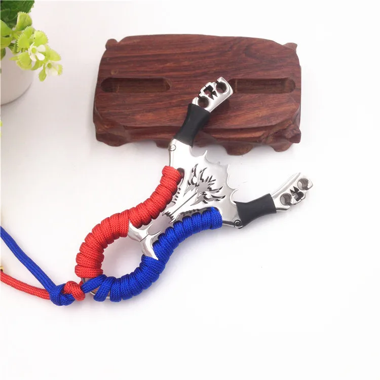 

Double Slots King Kong WOLF Design thouron mirror slingshot line cutting Slingshot 304 Stainless Steel Catapult Hunting