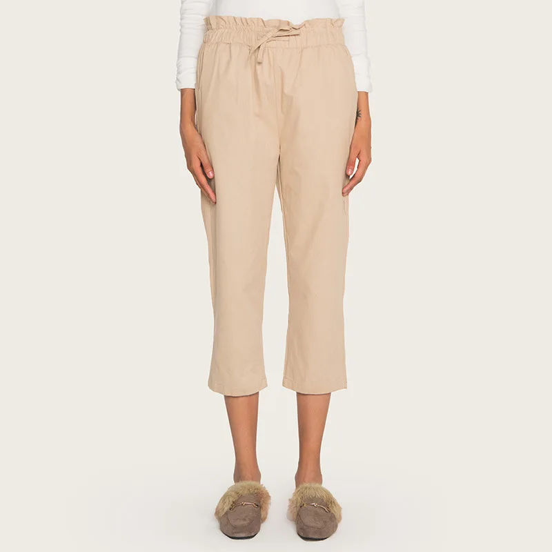 

AcFirst Summer Women Fashion Khaki Black Long Loose Pants Harem Pants High Waist Calf Length Female Pants Casual Cotton