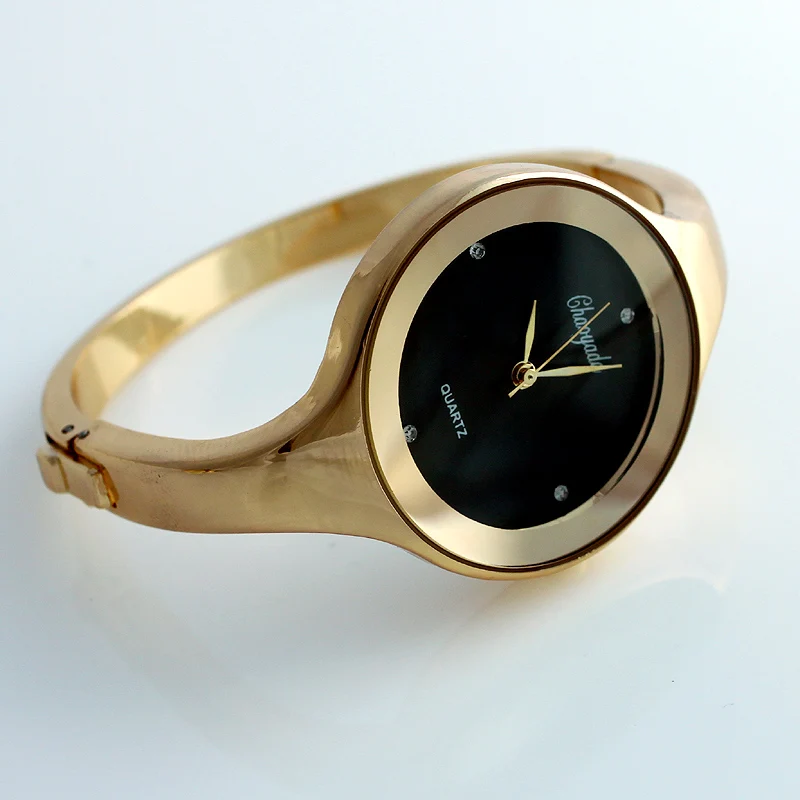 Gold Watch Bracelet Stainless-Steel Fashion Women Quartz Casual Lady Round D1