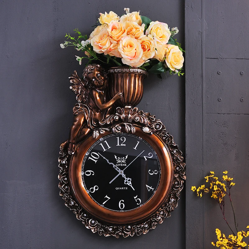 Retro Wall Clock Villa Wall Clock Elephant Color:Q-45X14X61cm