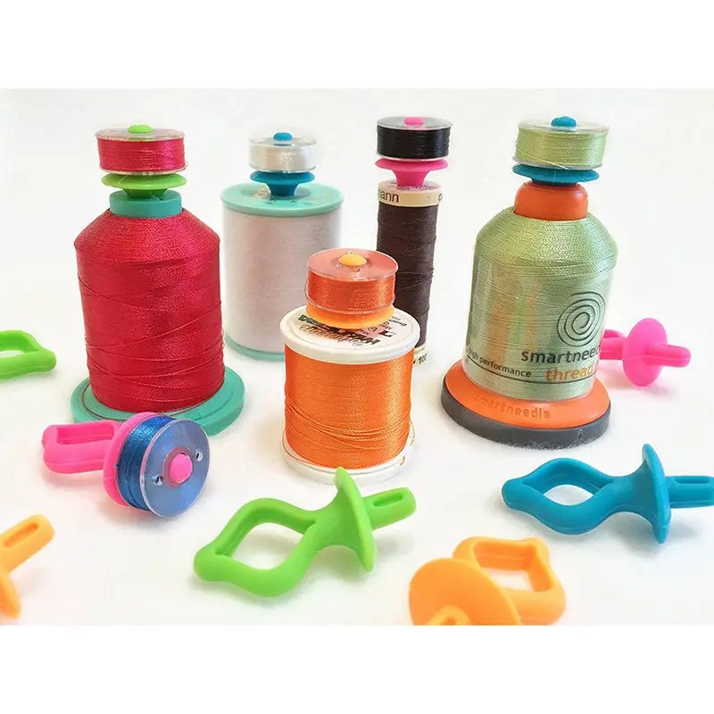 

12PCs Silicone Bobbin Holders Thread Spools Small Wire Clip Storage Organizer Sewing Craft Quilting Accessories Random Color