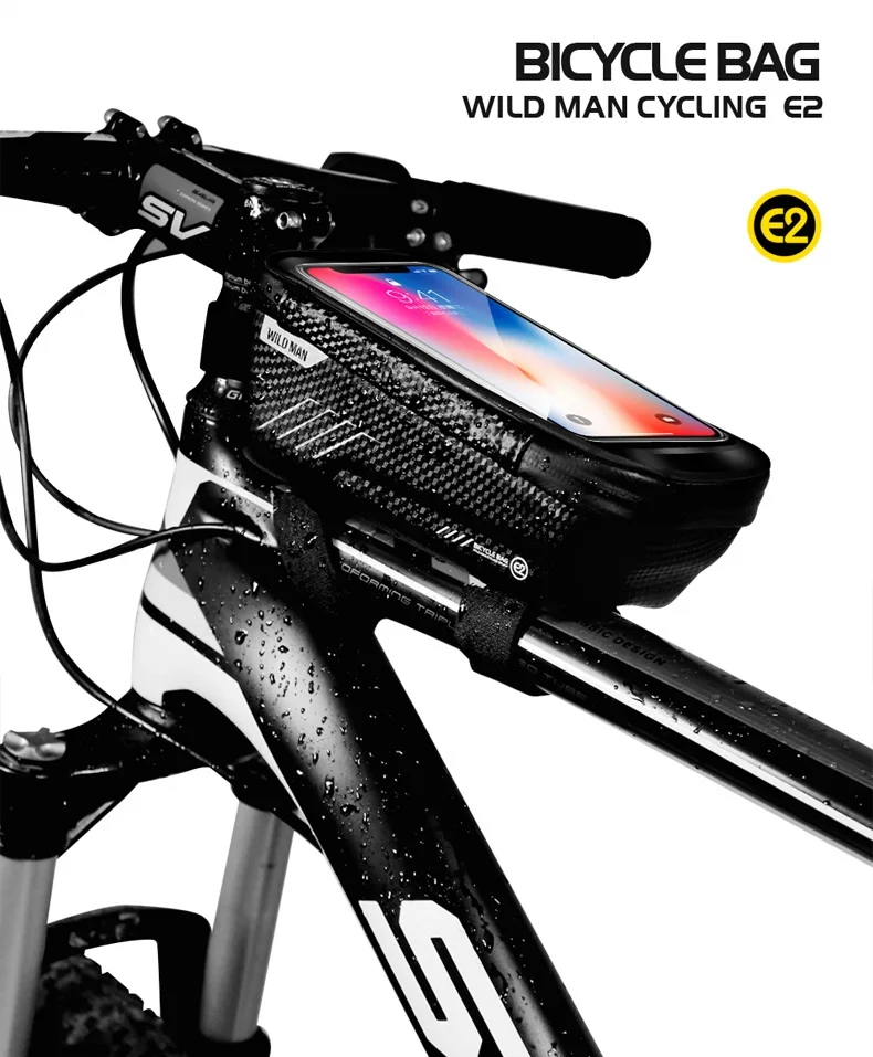 

WILD MAN Bike Bag Rainproof Waterproof MTB Front 6.2inch Mobile Phone Case Mountain Bicycle Touch Screen Cycling Top Tube Bag